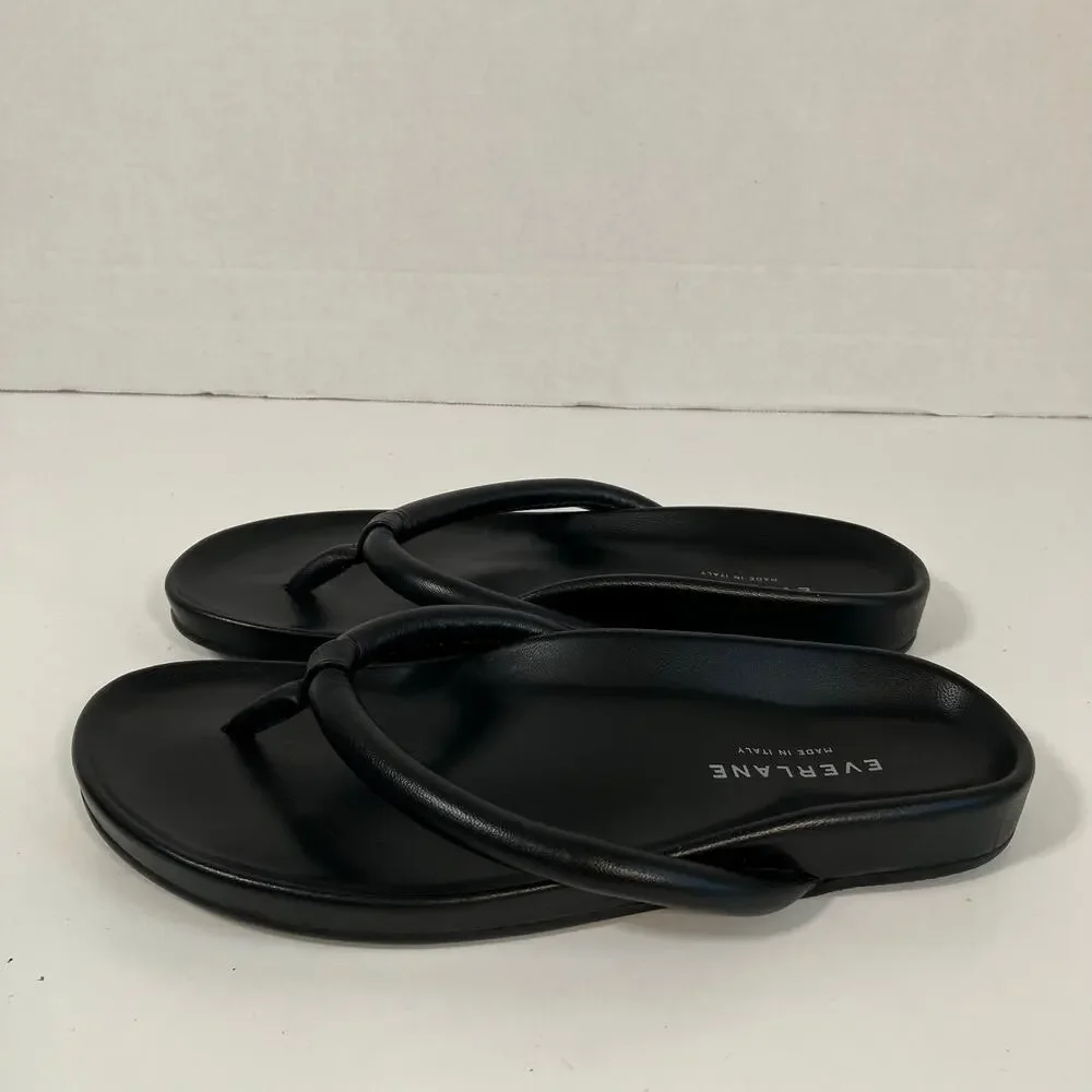 Everlane The Form Thong Sandals Black Italian Nappa Leather Womens Sz 6 NWOT - Picture 2 of 15